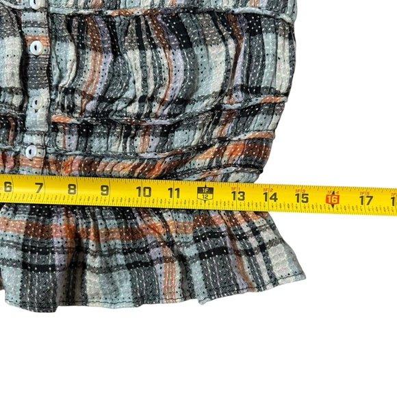 Free People Plaid Henrietta Smocked Ruffle and Button Detailed Tube Top Size S - Picture 5 of 9